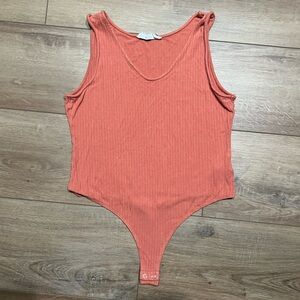 Double Zero Vibrant Orange Thong Bodysuit Medium